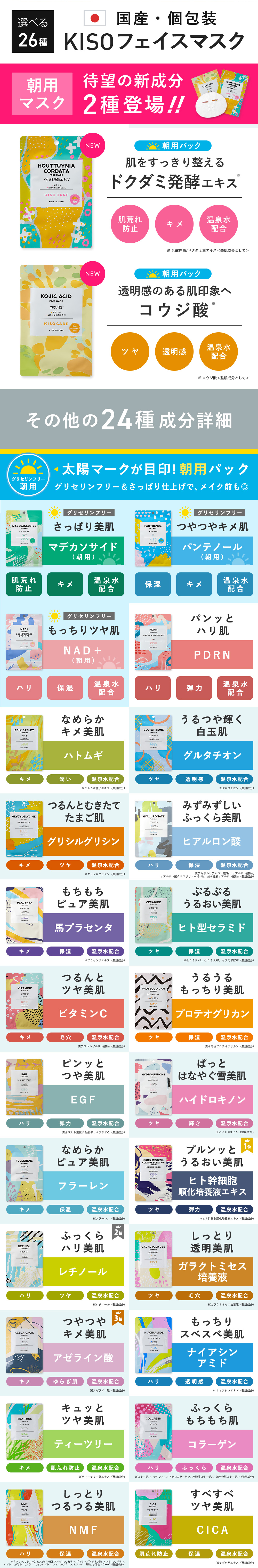 高濃度原液配合個包装フェイスパック｜KISOCARE公式